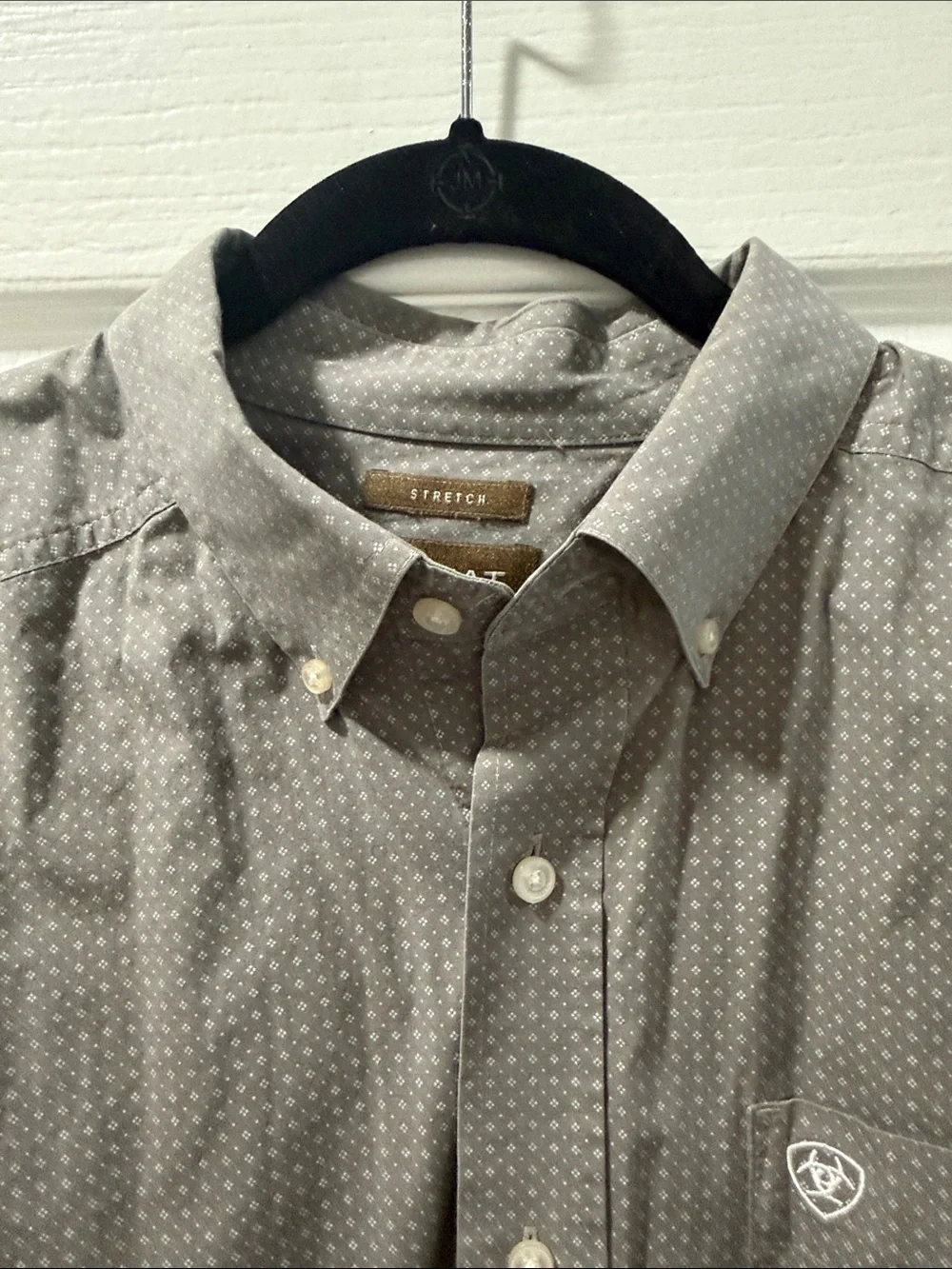 Ariat Men’s Gray Button-Down Shirt with Micro Dot Print XL